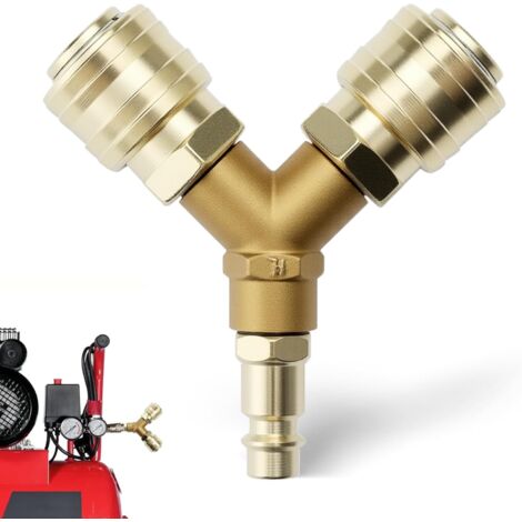 Raccordo rapido per aria compressa, connettore per aria compressa da 1/4 di pollice, distributore d'aria di tipo Y, distributore d'aria compressa, NW 7,2 pollici, connettore antiruggine, accessori per (1/5)