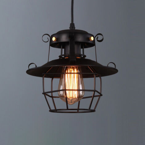 Lampadario in stile industriale retrò, adatto per tavoli da bar, bar, ristoranti, gabbie per uccelli, lampadario creativo in ferro con una sola testa (lampadina non inclusa). (1/5)