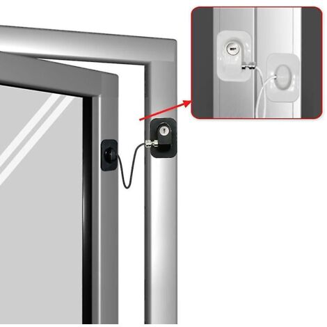 Blocco porta frigorifero per bambini, adesivo per finestra del frigorifero, cavo di limitazione della porta, blocco di alimentazione per cassetto con porta scorrevole, a prova di bambino (nero) (1/5)