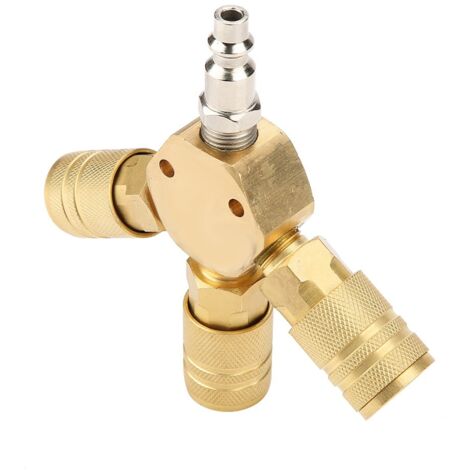 Distributore d'aria in ottone da 1/4 pollice. Raccordi per compressore d'aria a 3 vie, collettore esagonale per compressore d'aria, raccordi a collegamento rapido, kit cappello aria pneumatico in otto