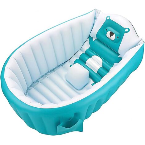 Vasca da bagno per bambini 0-3 anni, vasca da bagno gonfiabile pieghevole per bambini, antiscivolo, morbida per la doccia, vasca da bagno portatile pieghevole per bambini - Blu