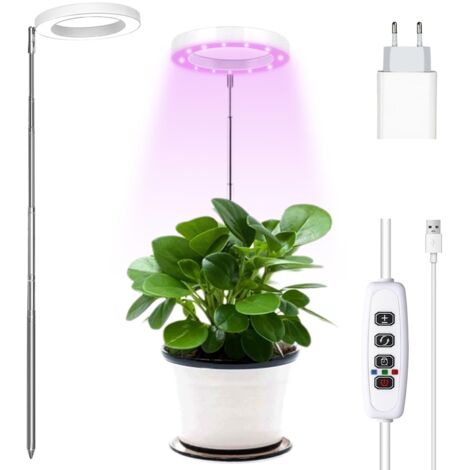 Lampada LED a spettro completo per la coltivazione - 160 cm - Altezza regolabile - con timer 3/9/12 ore - con adattatore USB - 10 livelli di luminosità - 3 modalità di illuminazione - per piante da in