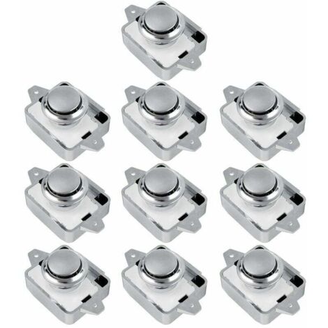 10 pezzi Pulsante di blocco SA RV Cassetto Armadio Porta Manopola Camper Caravan (Argento 10 pezzi) - (1/5)