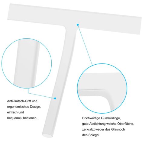 Tergivetro in silicone per doccia con gancio a parete senza foratura - Tergivetro per porte doccia, finestre, vetri auto, piastrelle, vetro bianco 22 cm