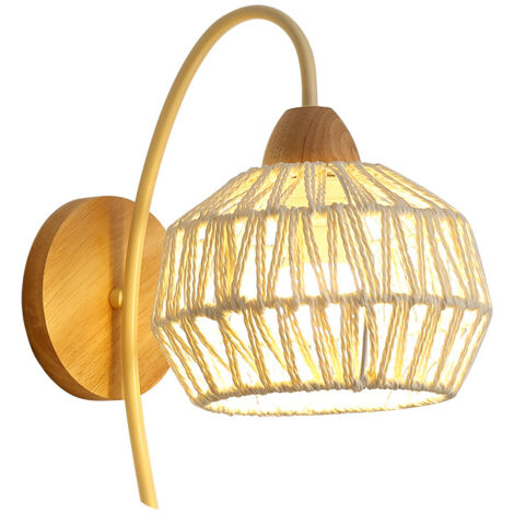 iDEGU 2 pezzi Lampada da Parete Vintage 15CM Applique da Parete in Legno Metallo Design Gabbia