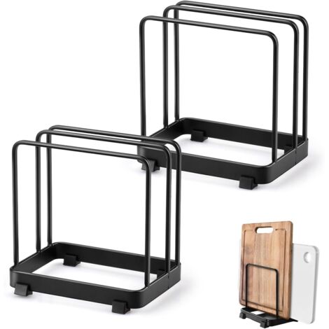Organizer Da Cucina Con Supporto Per Tagliere E Coperchi: Scaffale Portaoggetti In Acciaio Con Manico In Legno