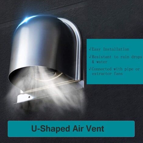 Cappa di ventilazione in acciaio impermeabile da 4 pollici e 100 mm, anti-scarico, per copertura di aspirazione dell'aria a parete