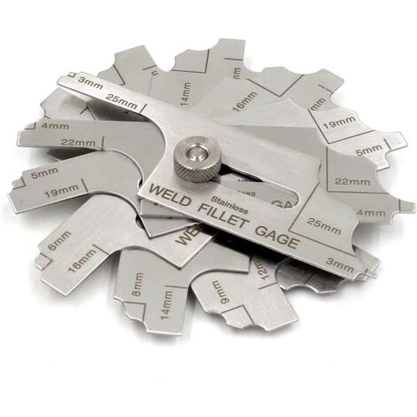 Calibro per saldatura d'angolo MG-11 RL - Set da 7 pezzi con marcature metriche - Misura con precisione la lunghezza del cordone, lo spessore della gola e la profondità della saldatura (1/5)