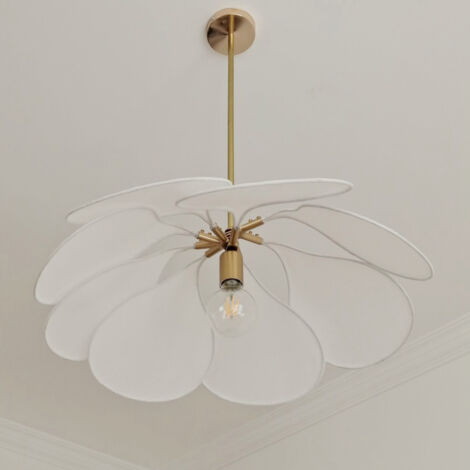 Lampadario a sospensione a petalo in stile bohémien - Lampadario in metallo per camera da letto, soggiorno, ingresso, ufficio - Altezza regolabile, diametro 50 cm, bianco (1/5)