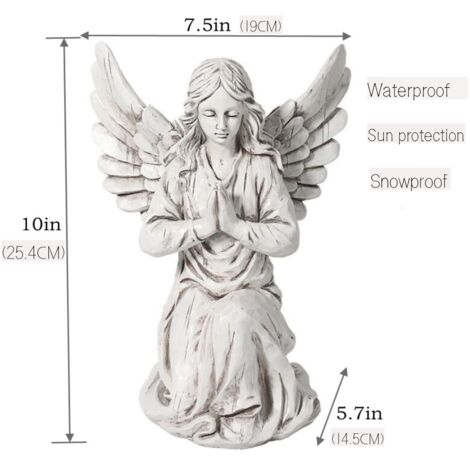Statua Angelo Custode Con Arpa LED E Luce Solare Per Giardino, Cimitero E Terrazza
