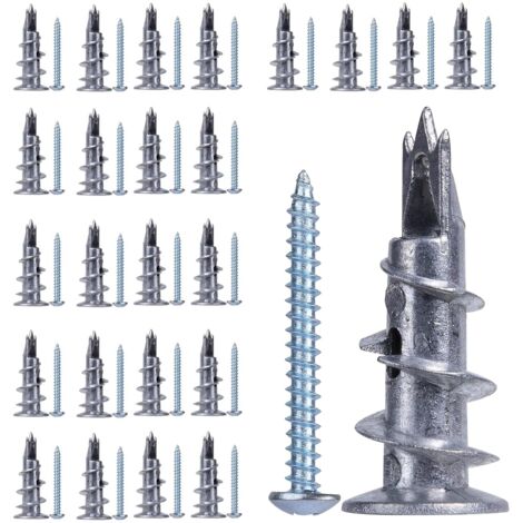 20 pezzi di tasselli Placo, tasselli per calcestruzzo durevoli, viti Placo con elevata capacità di carico, tasselli per cartongesso in metallo, per il fissaggio su pietra, mattoni, calcestruzzo, carto (1/5)