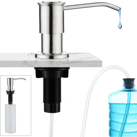 Dispenser di sapone da incasso, dispenser di sapone da cucina per lavello, dispenser di detersivo per piatti con bottiglia da 500 ml, acciaio inossidabile spazzolato