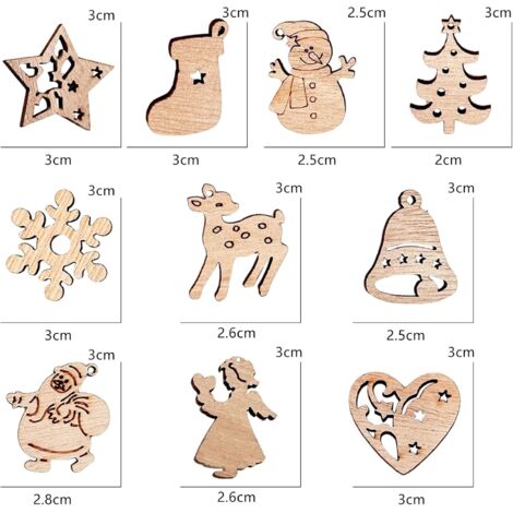 100 pezzi di ornamenti natalizi in legno per decorazioni per alberi di Natale - Dischi in legno - per artigianato fai da te, regalo, decorazione natalizia, (1/4)