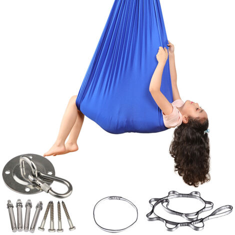 Yoga, Fly Yoga Antigravità Tessuti Aerei Resistenti Attrezzatura per Danza Aerea Esercizi di Inversione Yoga Blu 280150cm