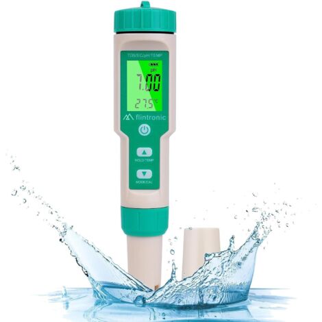Misuratore di pH elettronico 4 in 1, misuratore di pH con display LCD retroilluminato, tester della qualità dell'acqua per testare pH/TDS/EC/temperatura, per acqua potabile/acquari/piscine (1/5)