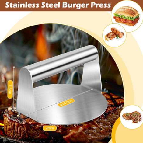MINI PRESSA PER carne in acciaio inox hamburger griglia BBBQ EUR 22,54