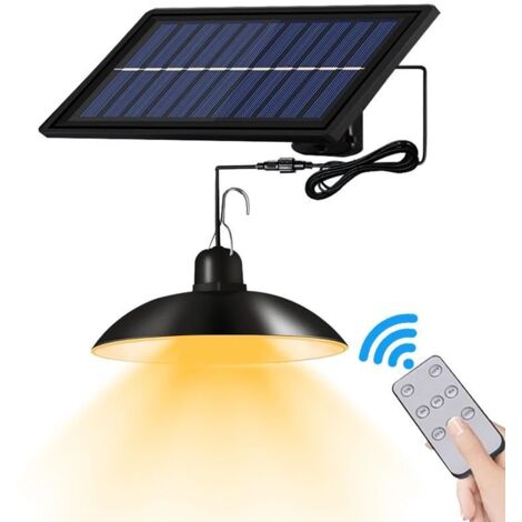 Luce solare, luce solare per esterni con telecomando, luce solare per interni ed esterni con cavo da 3 m, impermeabile IP65, lampada a sospensione solare per giardino, garage, cortile, scale, patio (l