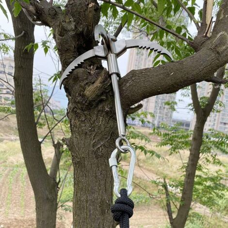 Rampino con corda, moschettone con corda in nylon, gancio di ancoraggio pieghevole in acciaio inossidabile per arrampicata all'aperto e escursionismo, 880 kg