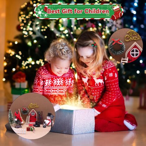 Set Porta Elfo Di Natale In Legno 26 Pezzi – Mini Villaggio Con Albero E Pupazzo Di Neve - 4