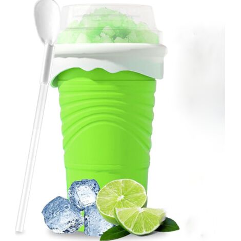 Bicchiere per frullato in silicone da 500 ml con cannuccia e cucchiaio, bicchiere per frullato, bicchiere per gelato fai da te, bicchiere per frullato (verde) (1/5)