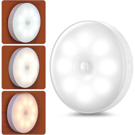 con sensore di movimento, lampada LED ricaricabile tramite USB con tre colori, luce con sensore di movimento per interni, per illuminazione di scale, camera da letto