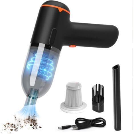 Mini aspirapolvere, aspirapolvere portatile potente da 120 W per auto, piccolo aspirapolvere portatile per la rimozione della polvere per auto, casa, ufficio e animali domestici, nero