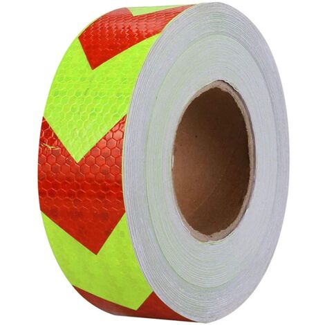 Nastro riflettente di sicurezza con freccia di avvertimento, rosso e giallo, lunghezza opzionale 5 cm x 25 m (2" x 82 piedi) (1/5)