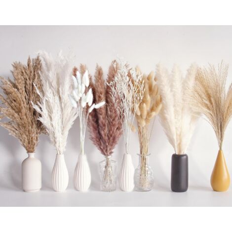 Bouquet di 128 pezzi di pampa essiccata, decorazione da tavola bohémien, fiori secchi di coda di coniglio, pampa marrone, pampa bianca per matrimoni, decorazione d'interni