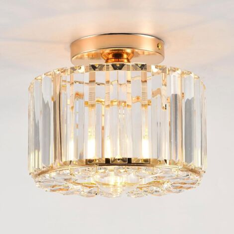 Lampadario moderno da soffitto semi-incassato in cristallo color oro rosa per più stanze