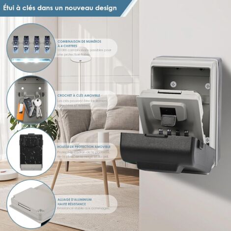 Cassetta portachiavi con combinazione e luce - Lega di alluminio, impermeabile e resistente alle