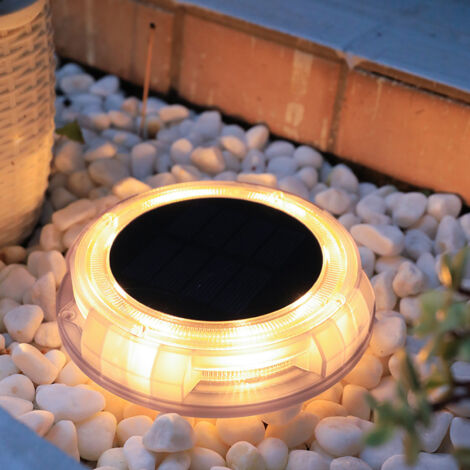 Lampada solare da pavimento, luce bianca calda, 12 LED, luci solari per esterni, 4 pezzi, luci a LED solari da giardino, IP65, impermeabile, per vialetti, prati, marciapiedi, patio