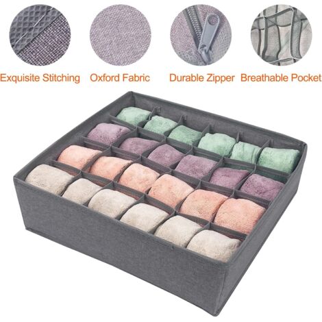 Organizzatore Per Cassetti 3 Pezzi - 24 Celle Per Calze E Biancheria Intima, Divisori Pieghevoli In Tessuto - 2