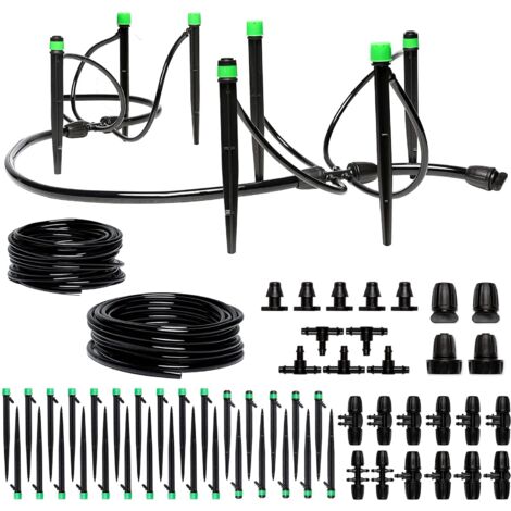 Sistema di irrigazione a goccia - Sistema di irrigazione regolabile premium per giardini, aiuole rialzate - Kit completo di irrigazione a goccia con eiettore di gocce