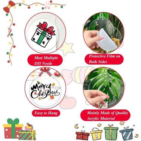 Eari 15 Palline Per Albero In Acrilico Trasparenti 5 Cm - Decorazioni Fai Da Te Per Festività E Casa - 3