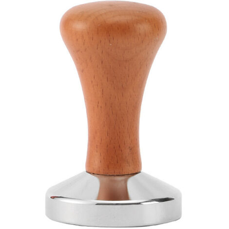 Pressacaffè 51 Mm In Acciaio Inox | Manico In Legno Massello | Compatibile Macchina Espresso | Pestone Per Caffè