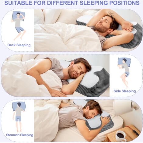 Cuscino cervicale in memory foam per dolori al collo e alla spalla, cuscino ortopedico ventilato per dormire – per traversine laterali/schiena/stomaco – morbido supporto solido, taglia regina