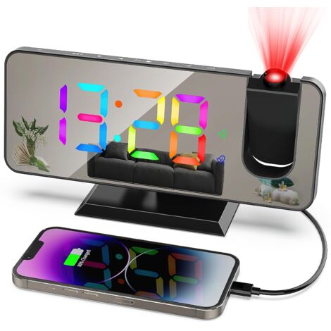 Super Loud Bed Shaker Doppia Sveglia per Adulti Che Dormono Pesante, Orologio Digitale Vibrante con Display A LED A Specchio di Grande Dimensione Dimmerabile, Luce Notturna, Caricatore USB