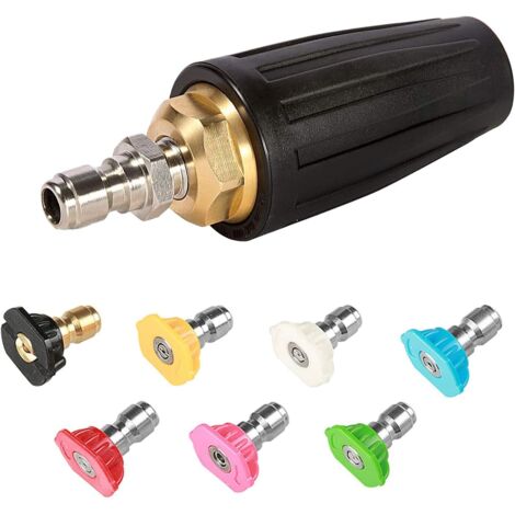 Ugello turbo rotante, set di accessori per idropulitrice da 4000 PSI, pistola per pulizia a connessione rapida da 1/4", ugello con 7 ugelli di spruzzo, 4.0