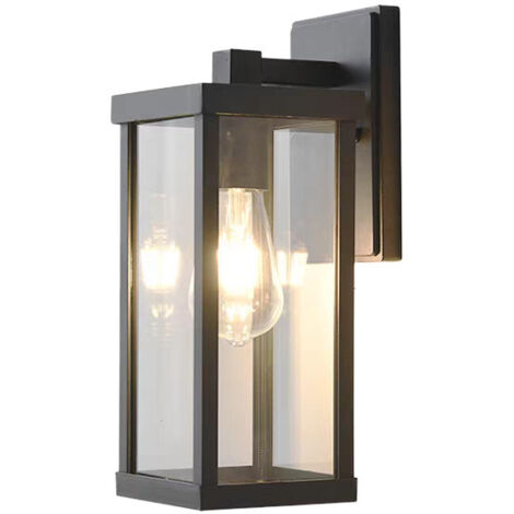 Parete esterna in alluminio leggero per veranda, ingresso, porta, patio e garage E27, nero, 12x16x32 cm