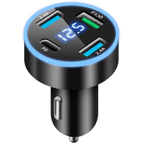 Caricabatterie per auto USB C a 4 porte, adattatore per caricabatteria per auto QC3.0 e PD da 50 W, caricabatteria per auto USB, caricabatteria per telefono, caricabatteria per auto USB, ricarica rapi (1/5)