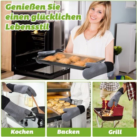 Set Da 7 Pezzi Guanti Da Forno In Silicone Antiscivolo E Presine – Resistenti Al Calore Fino A 260°C, Con Spazzola E Ganci – Morbidi E Sicuri (Nero E Colori)