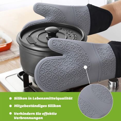 Set Di 2 Presine Da Forno In Silicone Grigio - Antiscivolo, Resistenti Al Calore, Morbide E Durevoli, Dimensioni 20x14 Cm