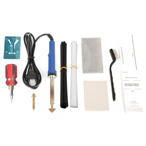 Saldatura plastica, Saldatura plastica ad aria calda con elettrodo, Tessuto rinforzato, 40 bacchette per saldatura + rete in acciaio, Kit di riparazione plastica per paraurti/parti auto, 80 W