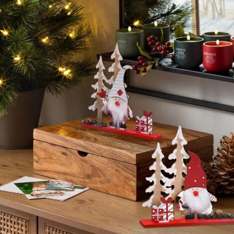Decorazioni Natalizie In Legno Fai Da Te - 3 Pezzi 17,8 Cm Con Base E Corda - 2