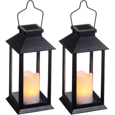 2 lanterne solari da giardino per esterni, lanterna solare per esterni con candela LED senza fiamma, lampada da prato per esterni IP44 con effetto candela, luci solari decorative a LED