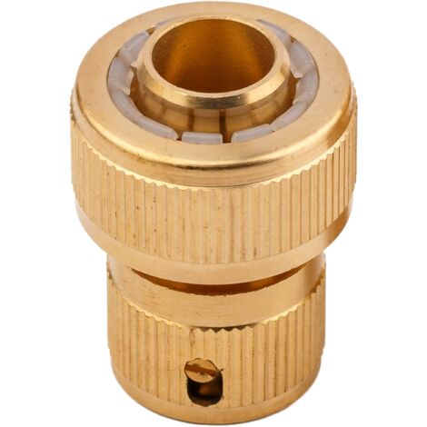 2 x connettori rapidi in ottone per tubo flessibile dell'acqua da 3/4 pollici (20 mm) - Connettore rapido con funzione di arresto per tubi da giardino da 3/4 (1/4)