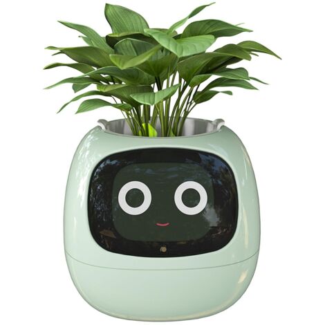 Fiori intelligenti con intelligenza artificiale, visualizzazione dell'ora e numerose animazioni espressive basate sull'ambiente per l'arredamento della casa (verde) (1/5)