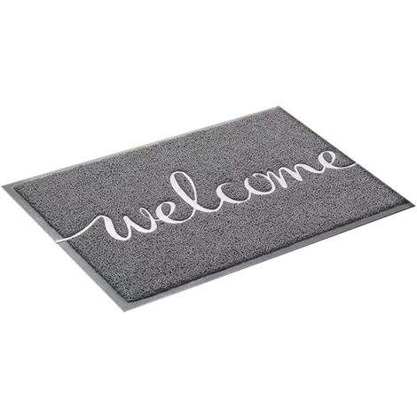 Zerbino di benvenuto per uso esterno e interno - Antiscivolo - Lavabile - per porta d'ingresso, giardino (40 x 60 cm, Grigio) (1/5)