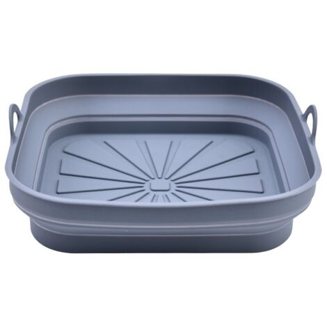 Cestello per friggitrice ad aria in silicone, 3 pezzi, stampo per cestello per friggitrice ad aria riutilizzabile, rivestimento quadrato pieghevole per friggitrice ad aria, microonde, forno (grigio)