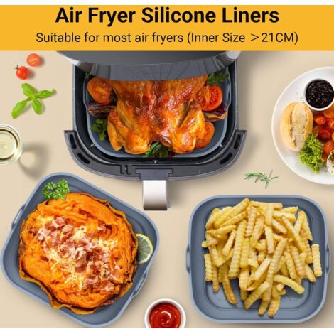 2 Rivestimenti In Silicone Per Friggitrice Ad Aria, Neri, Antiaderenti, Riutilizzabili, Per Cestello
